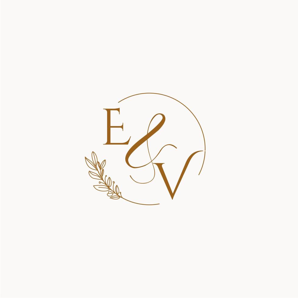 logotipo de monograma de boda inicial ev vector