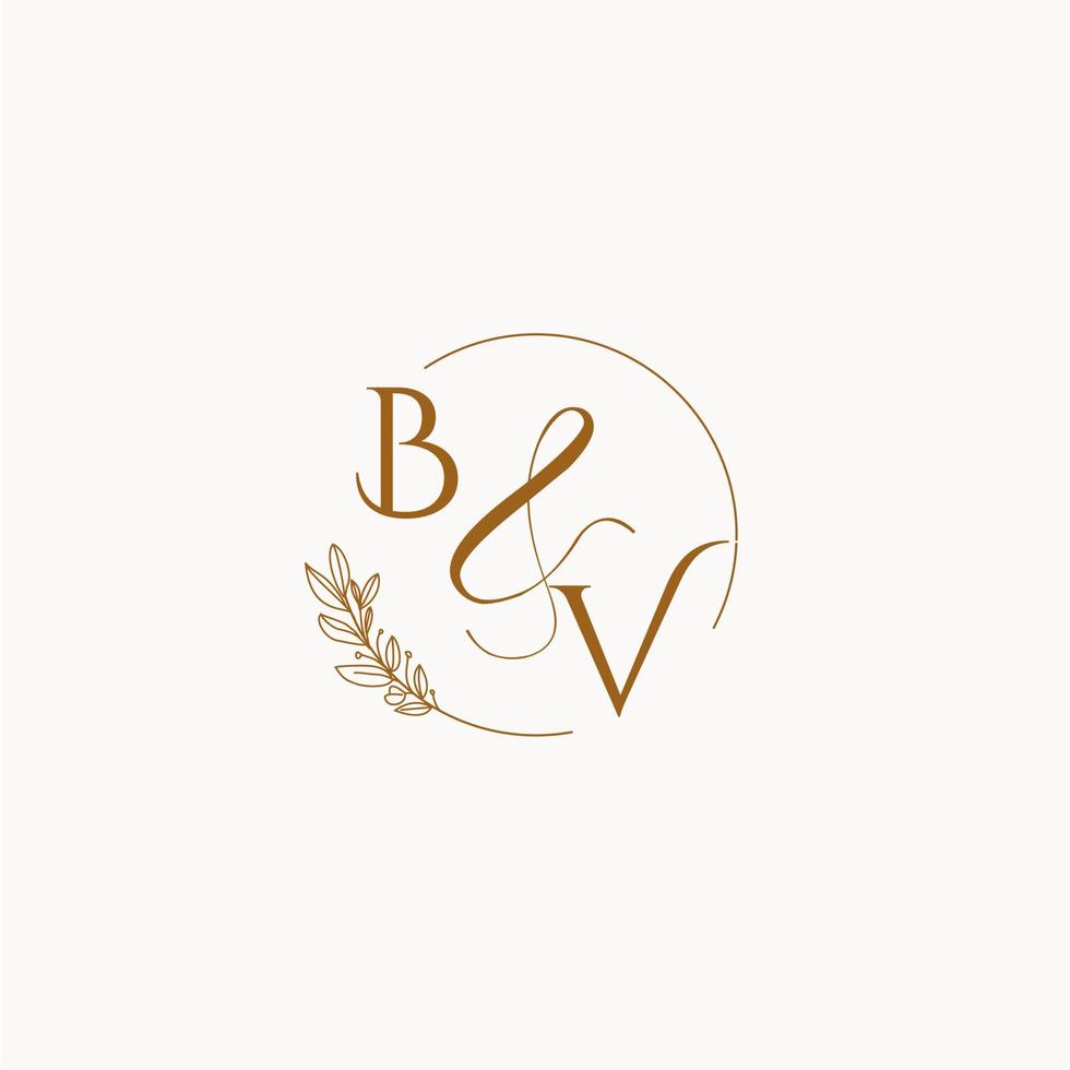 logotipo de monograma de boda inicial bv vector