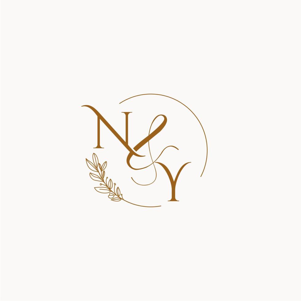 logotipo de monograma de boda inicial de ny vector