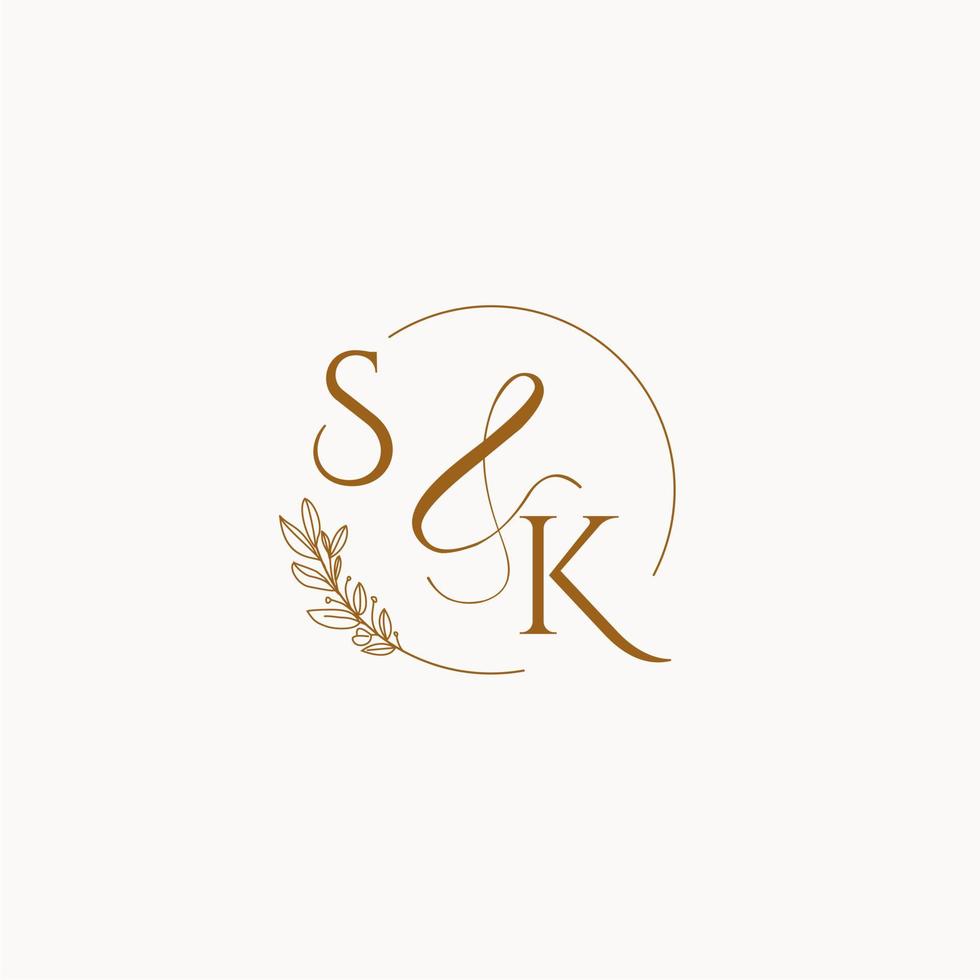 logotipo de monograma de boda inicial de sk vector