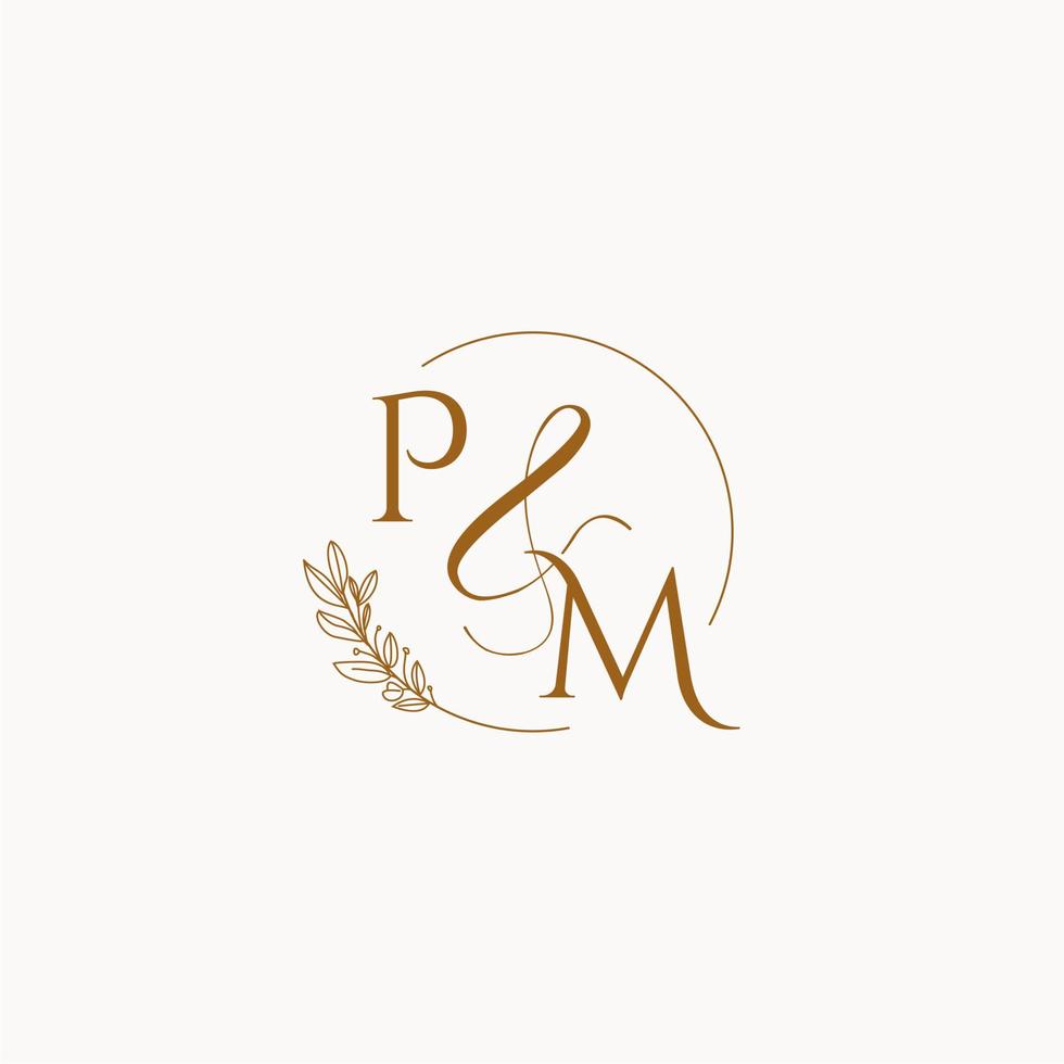 logotipo de monograma de boda inicial de pm vector