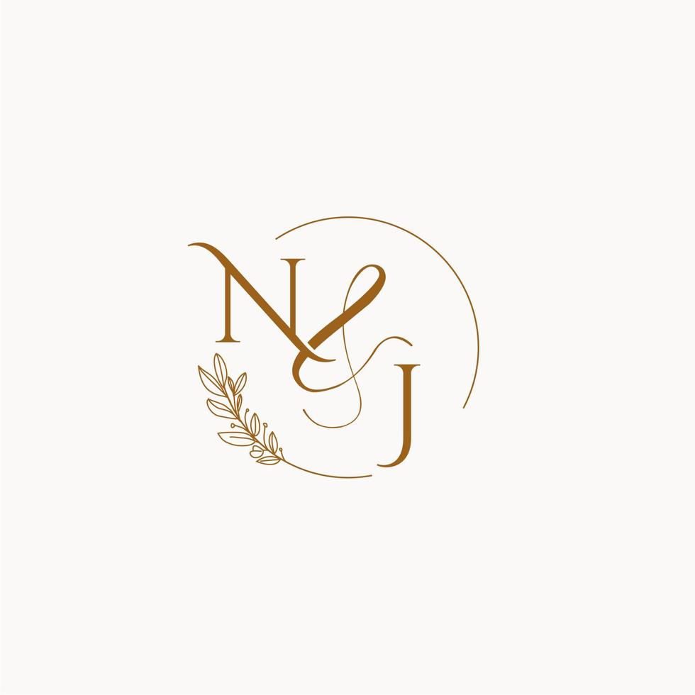NJ initial wedding monogram logo vector