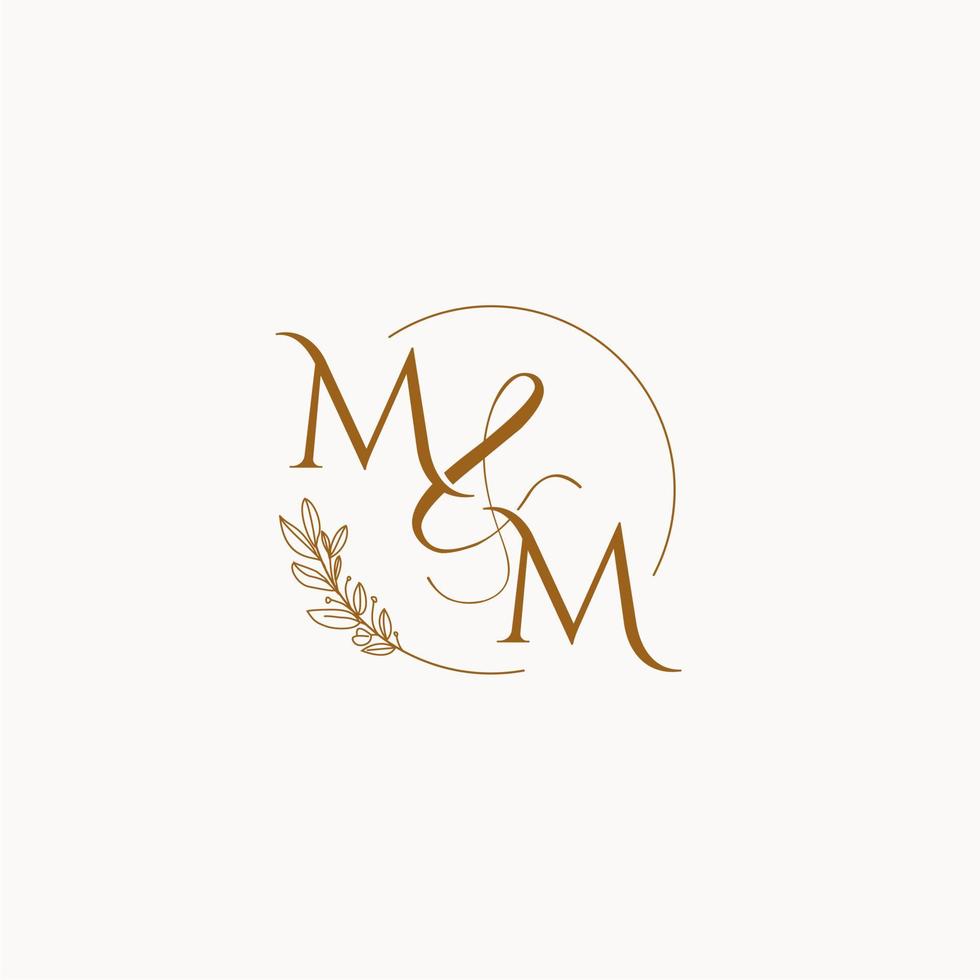logotipo de monograma de boda inicial mm vector