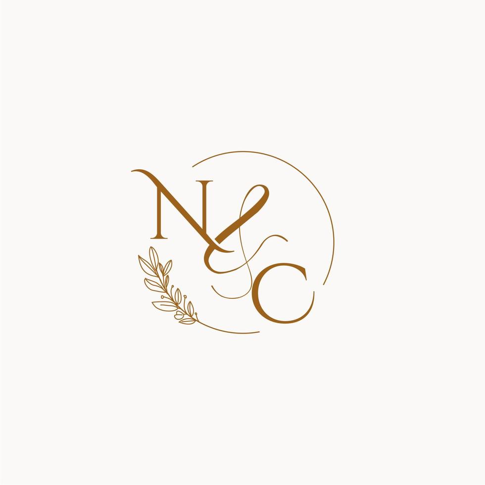 NC initial wedding monogram logo vector