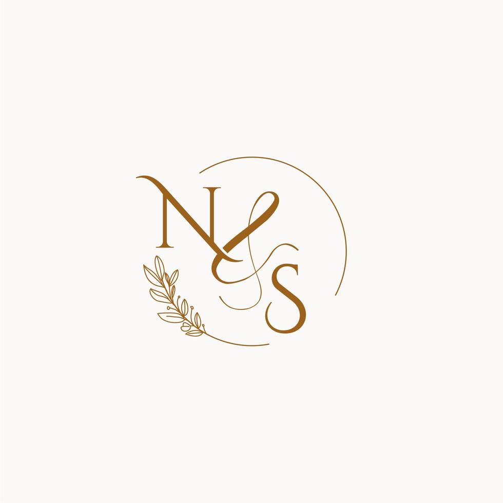 logotipo de monograma de boda inicial de ns vector