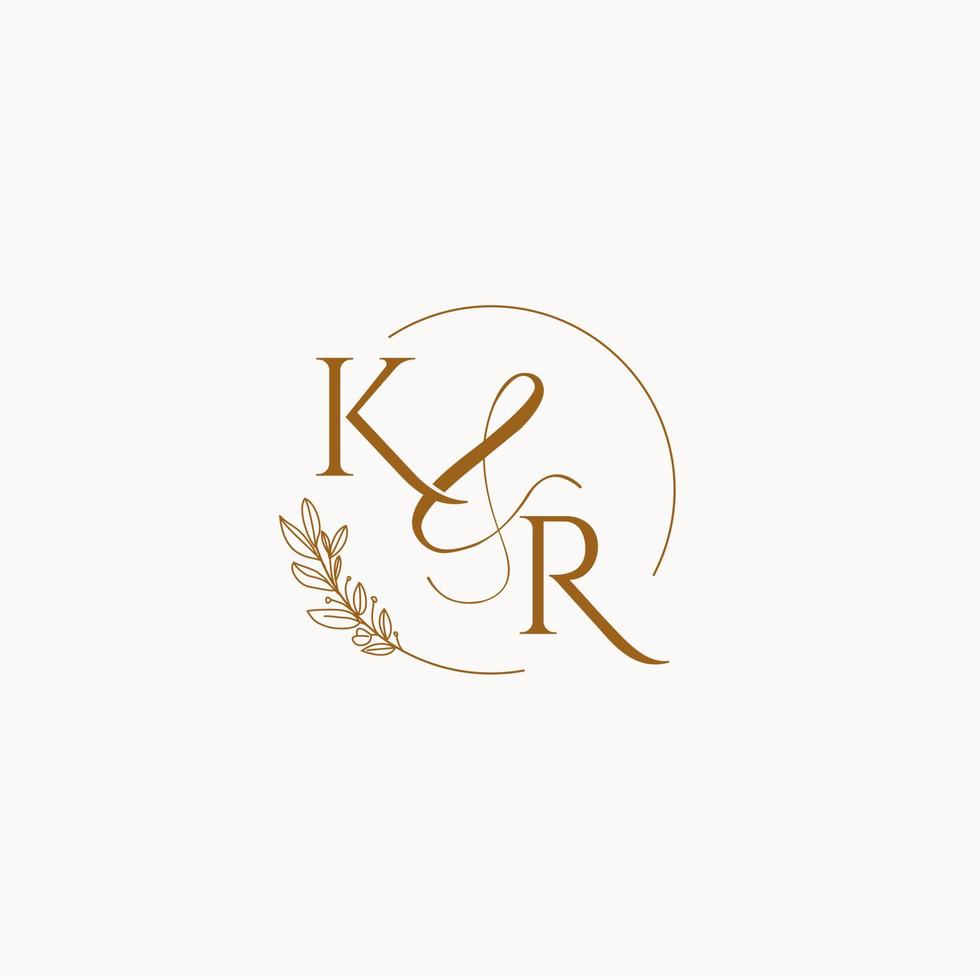 logotipo inicial del monograma de la boda de kr vector