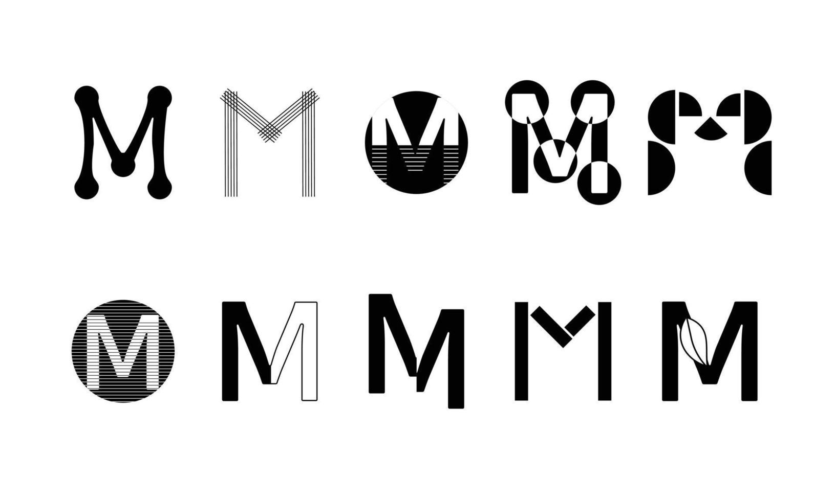 logotipos de conjuntos de monogramas con la letra m, colección vector