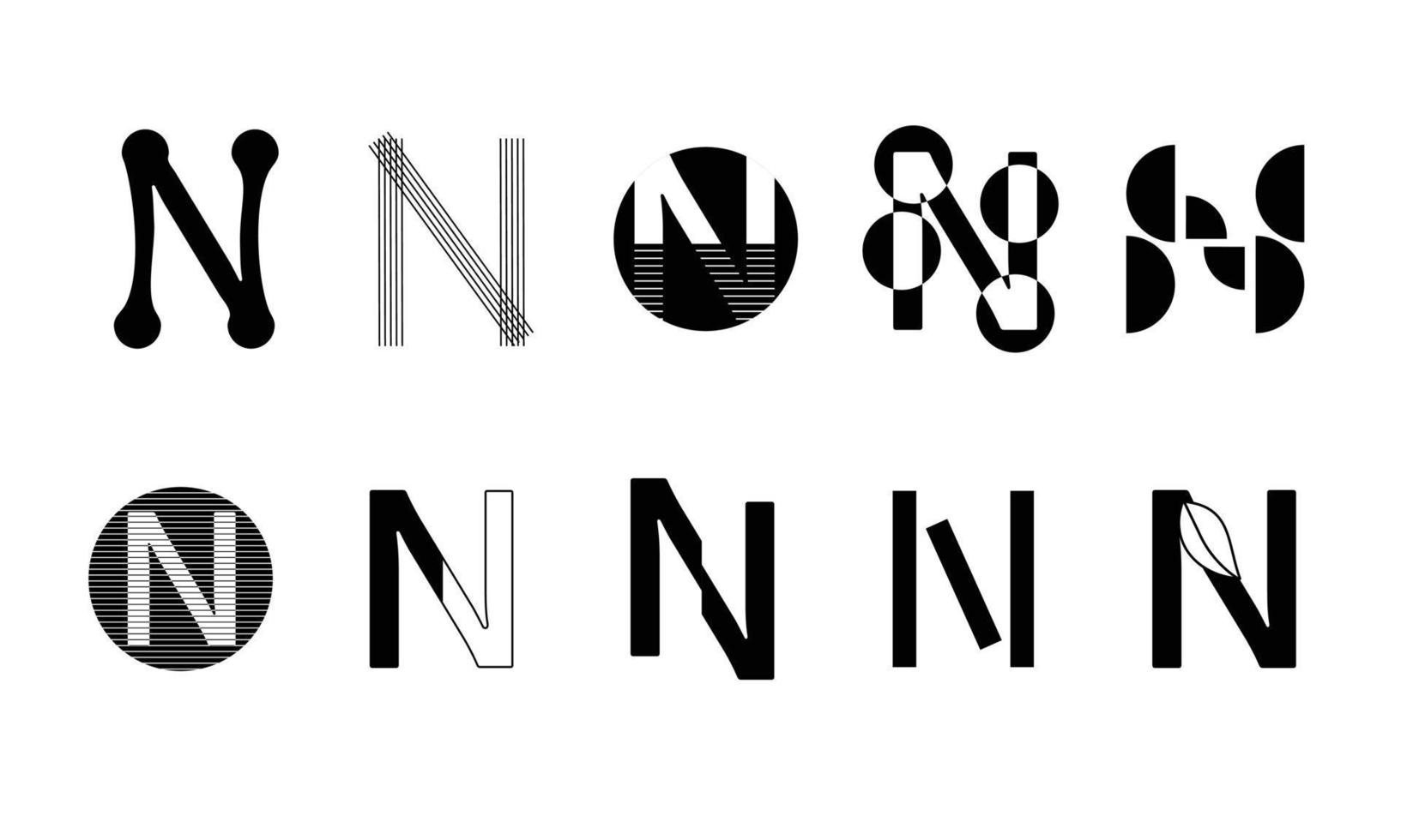 Monogram set Logos with the letter N, collection vector