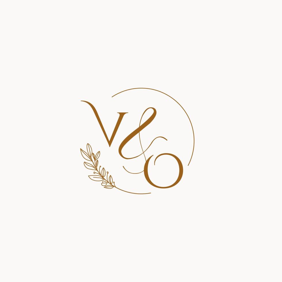 logotipo de monograma de boda inicial de vo vector