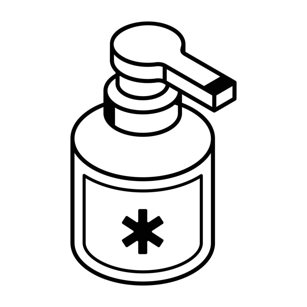 An isometric line icon of hand sanitizer vector