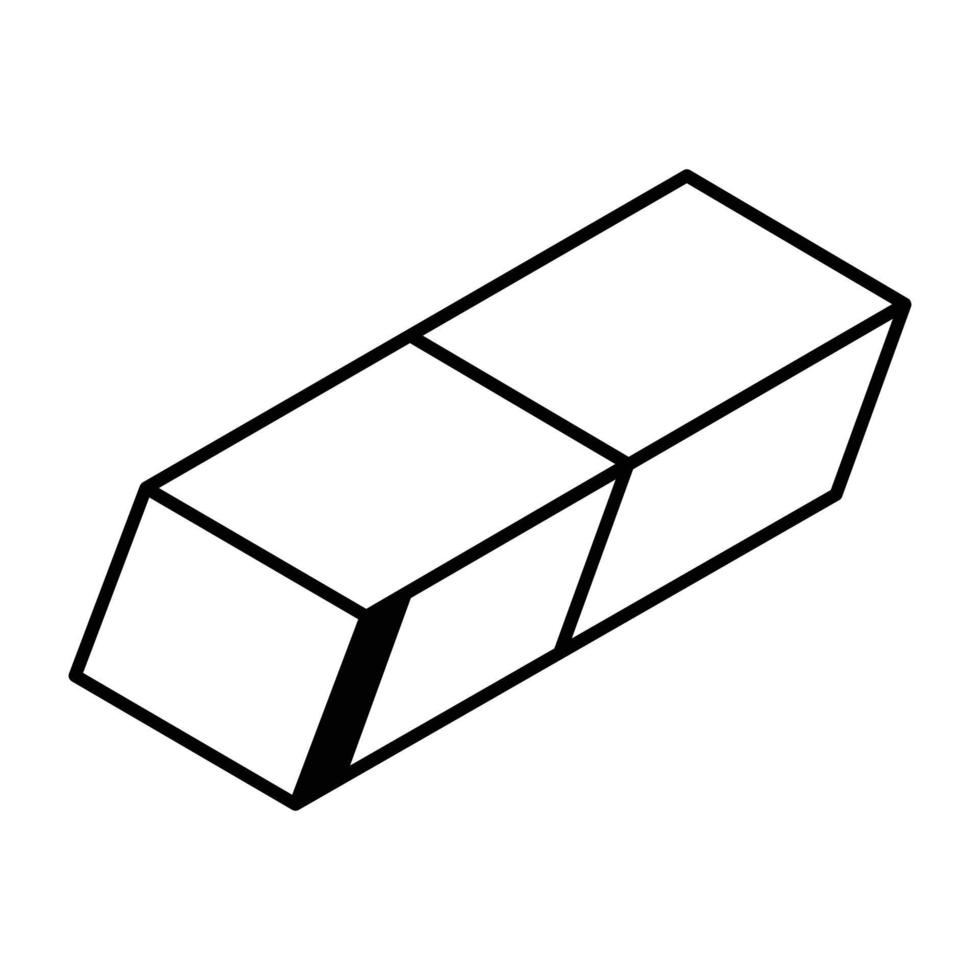 Office supplies, eraser isometric icon vector