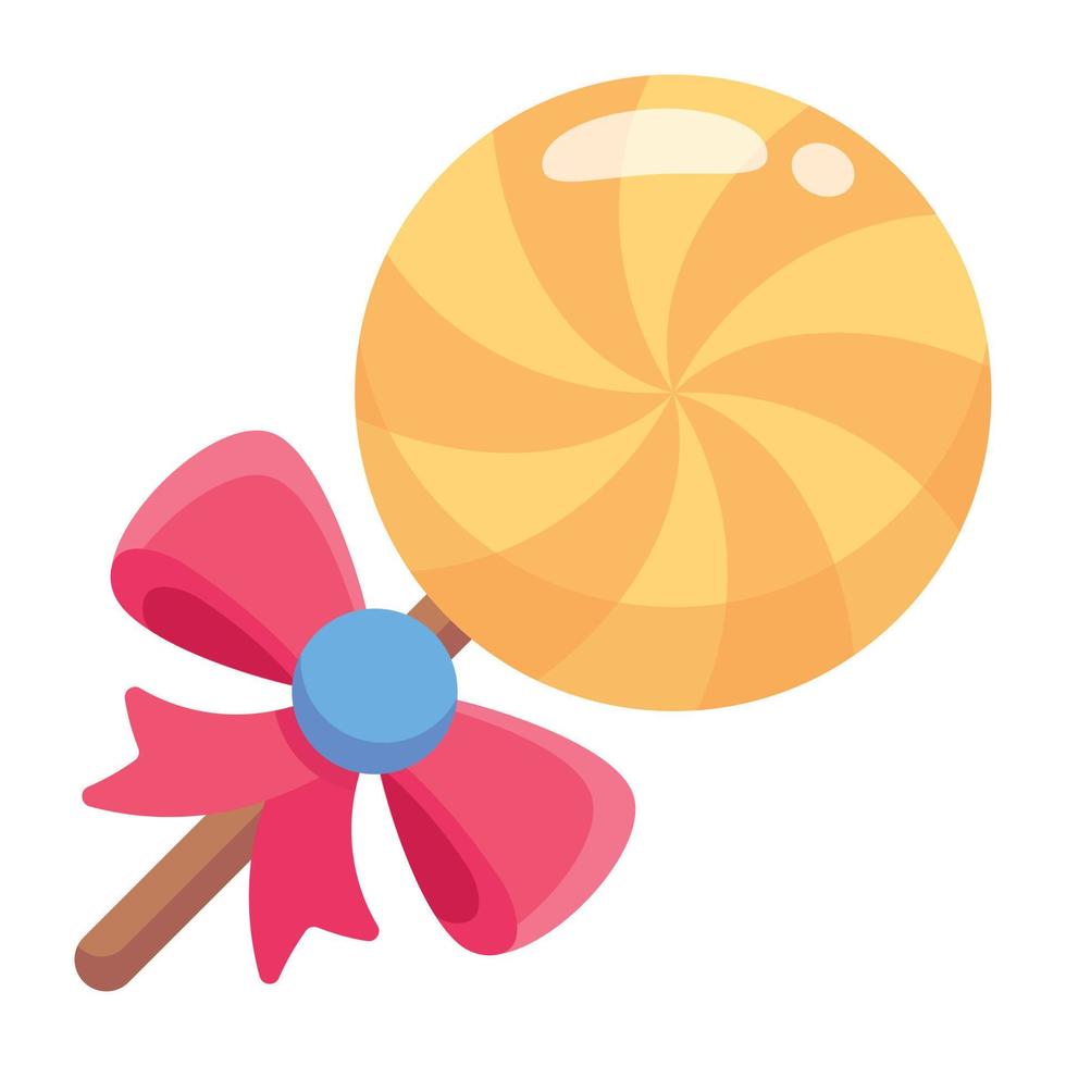 Kids rainbow sweet, flat icon of spiral lollipop vector design