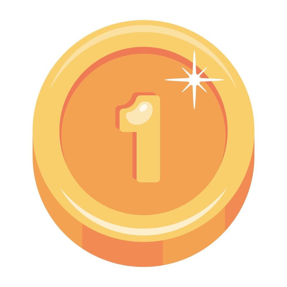 An editable flat icon of number coin vector