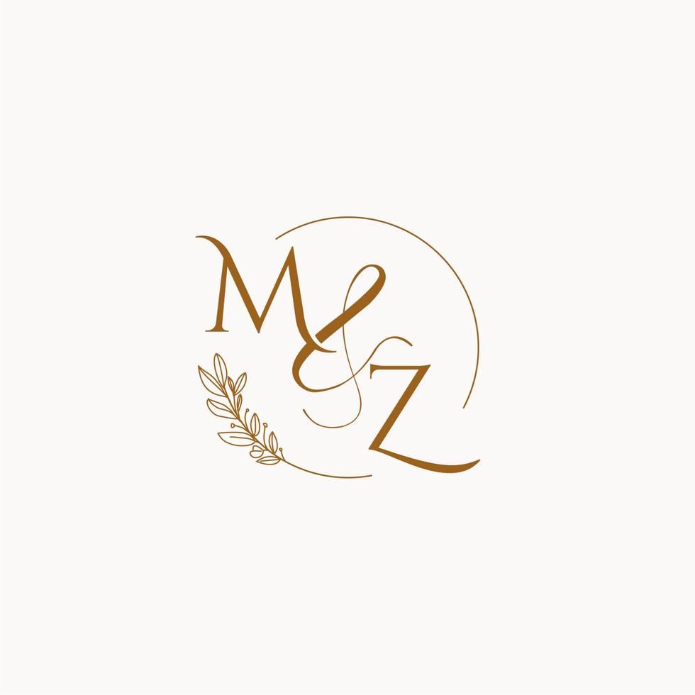 logotipo de monograma de boda inicial mz vector