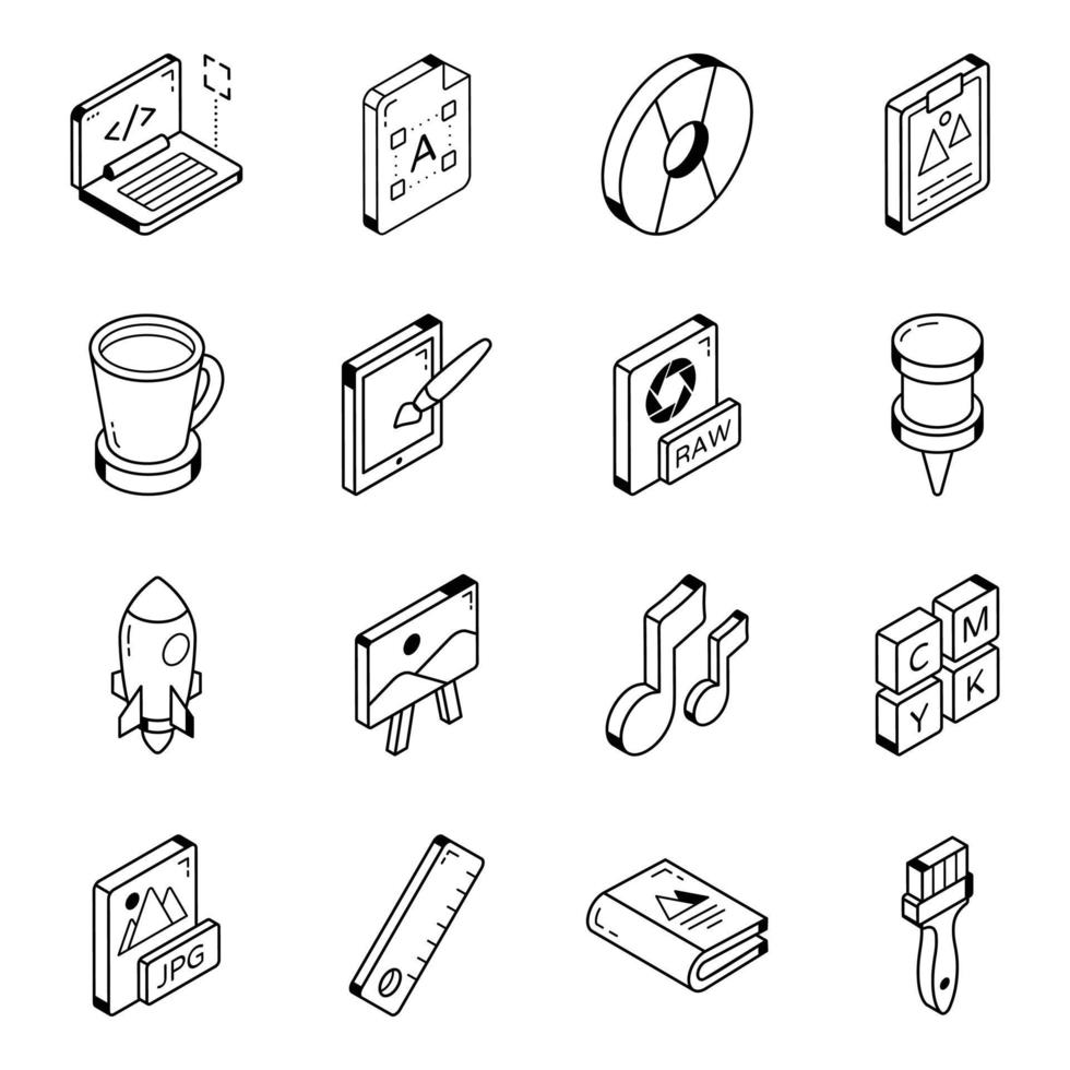 Set of Isometric Graphics Art Icons vector