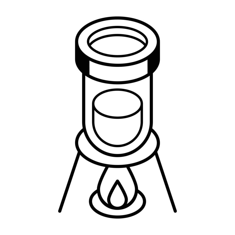 A bunsen burner line isometric vector