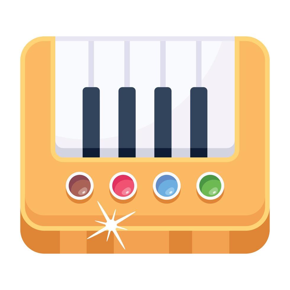 A large keyboard musical instrument with wooden case flat icon vector