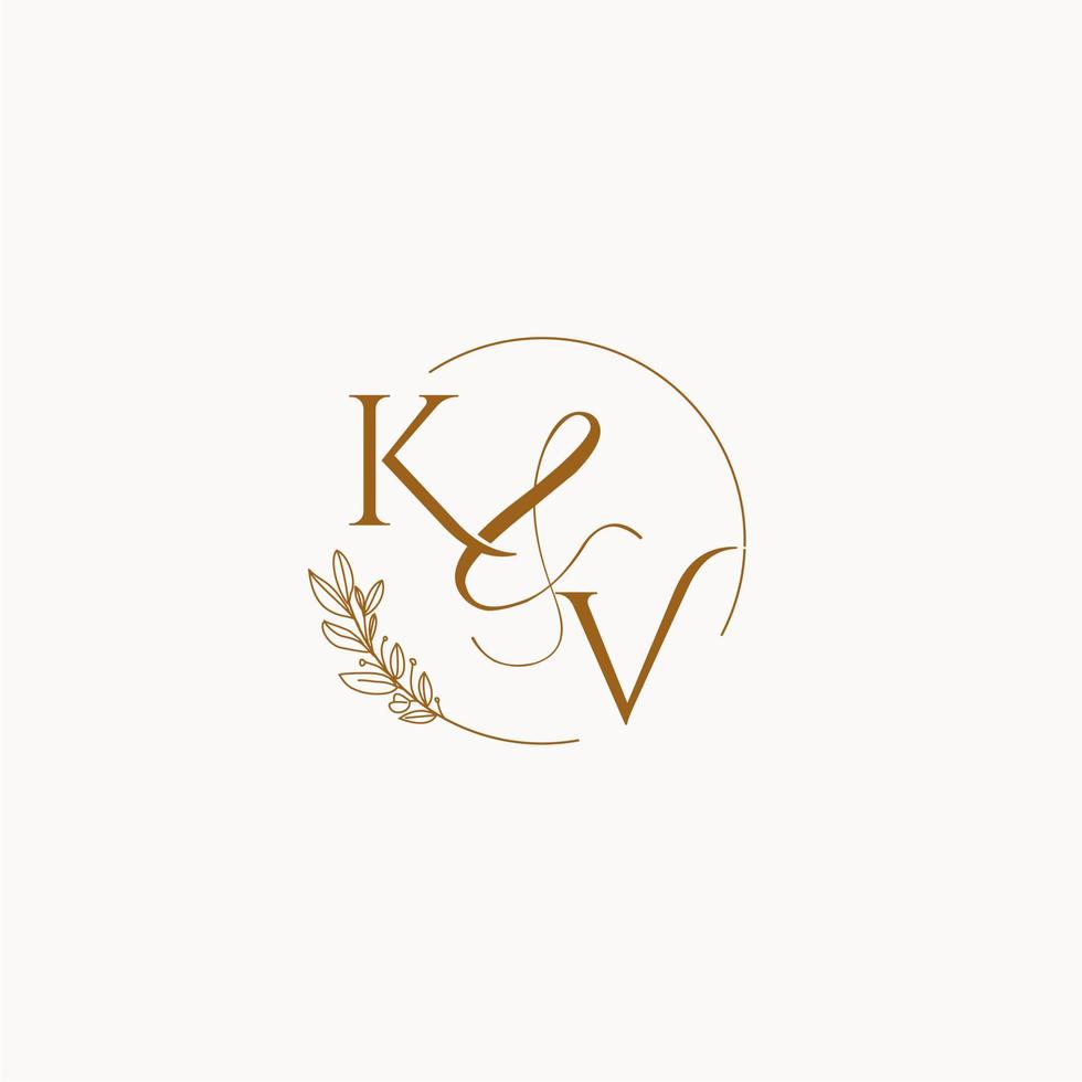 KV initial wedding monogram logo vector