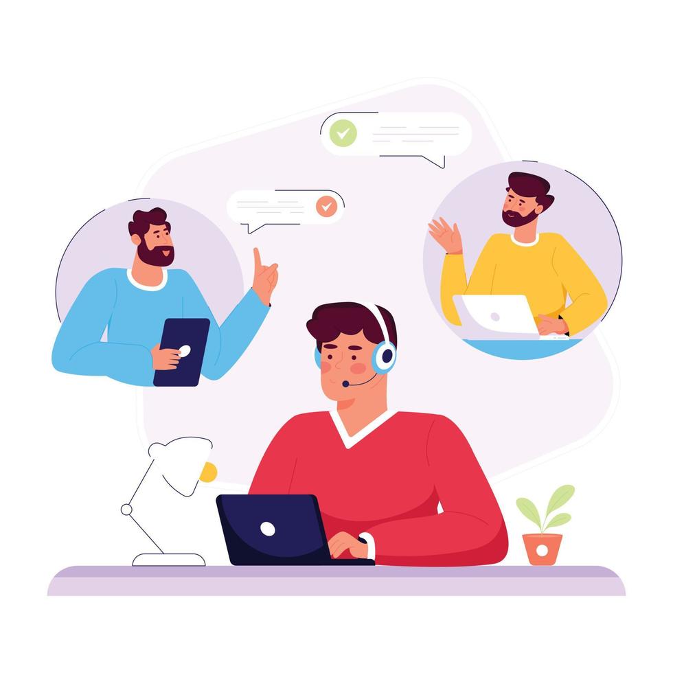 Check out flat illustration of team discussion vector