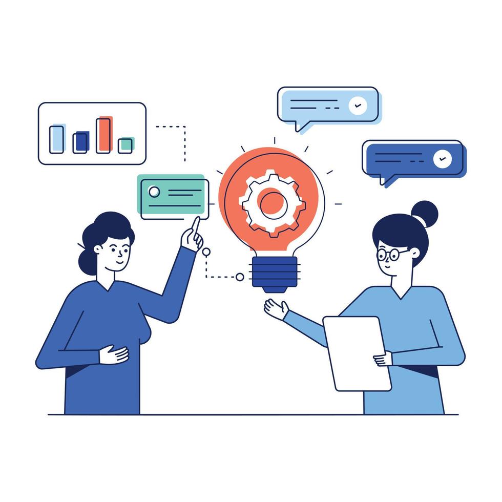 Check this flat illustration of project discussion vector