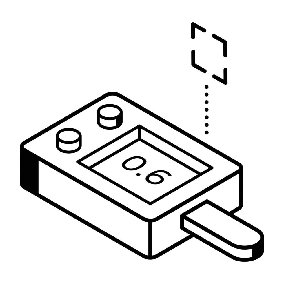 An isometric line icon of a glucometer vector