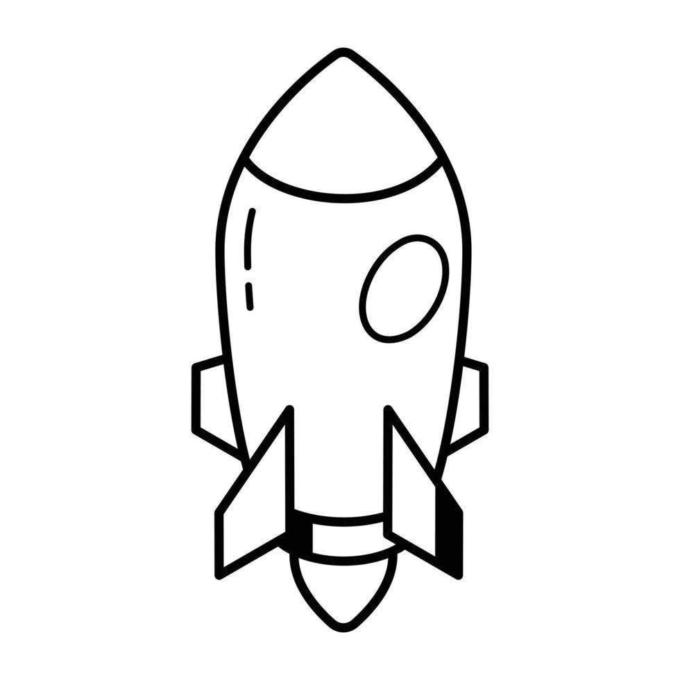 Missile, startup launcher icon in isometric design. vector