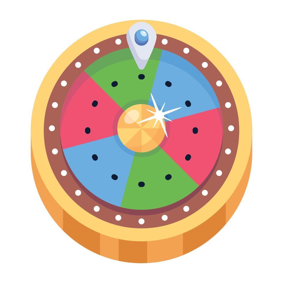 Trendy flat icon of roulette wheel vector