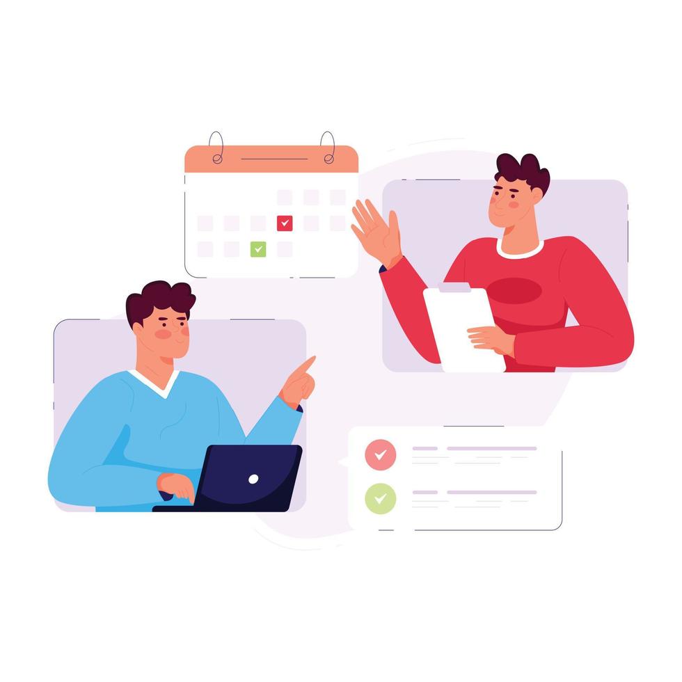 Check out flat illustration of team discussion vector