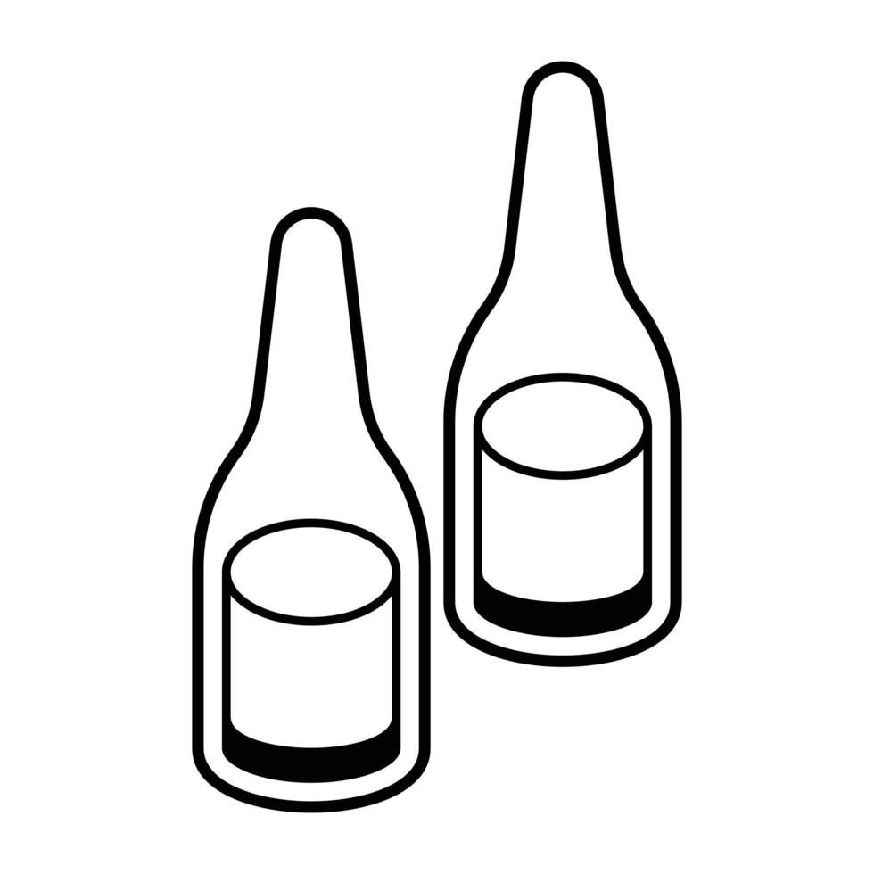 An isometric line icon of vials vector