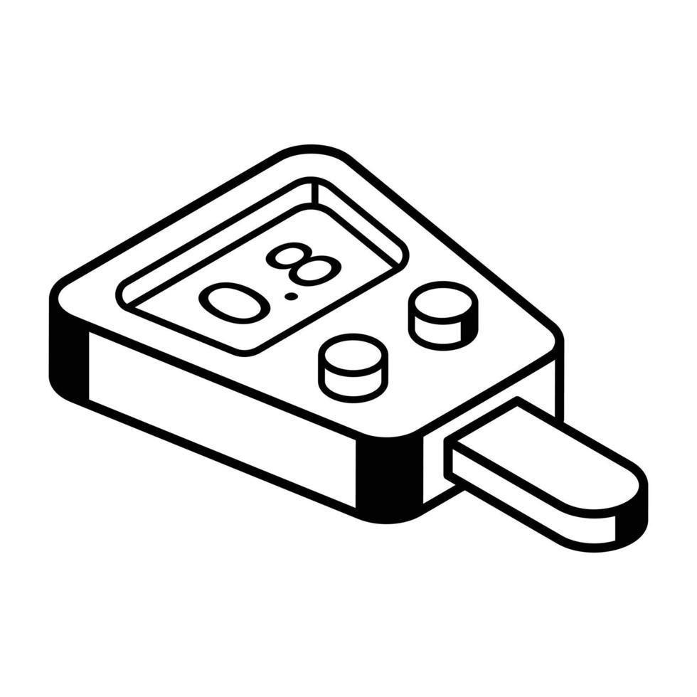 An isometric line icon of a glucometer vector