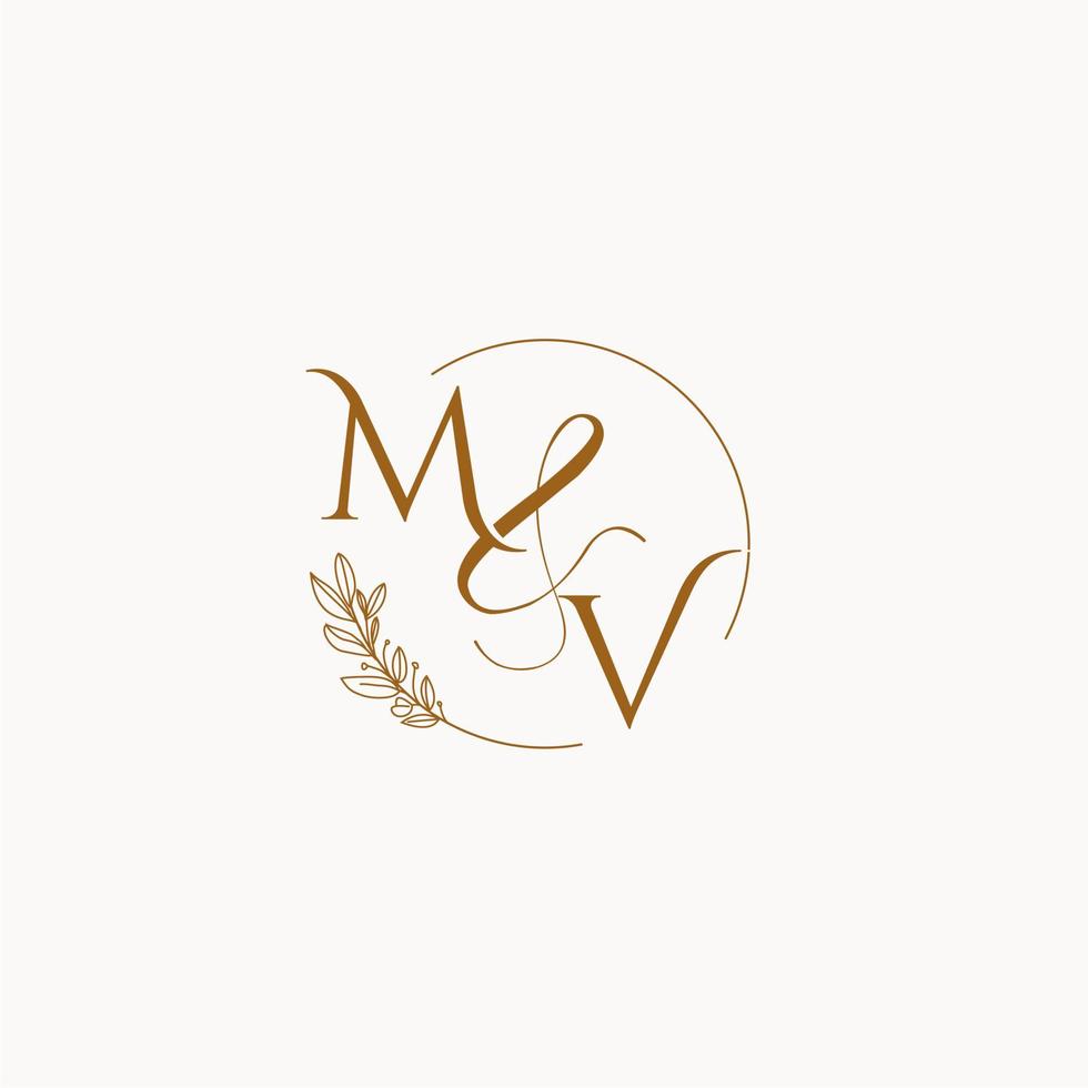 logotipo inicial del monograma de la boda mv vector