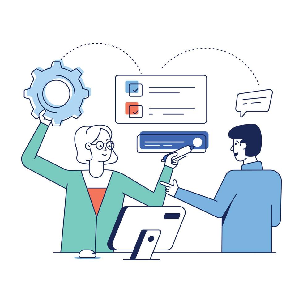 Check this flat illustration of project discussion vector