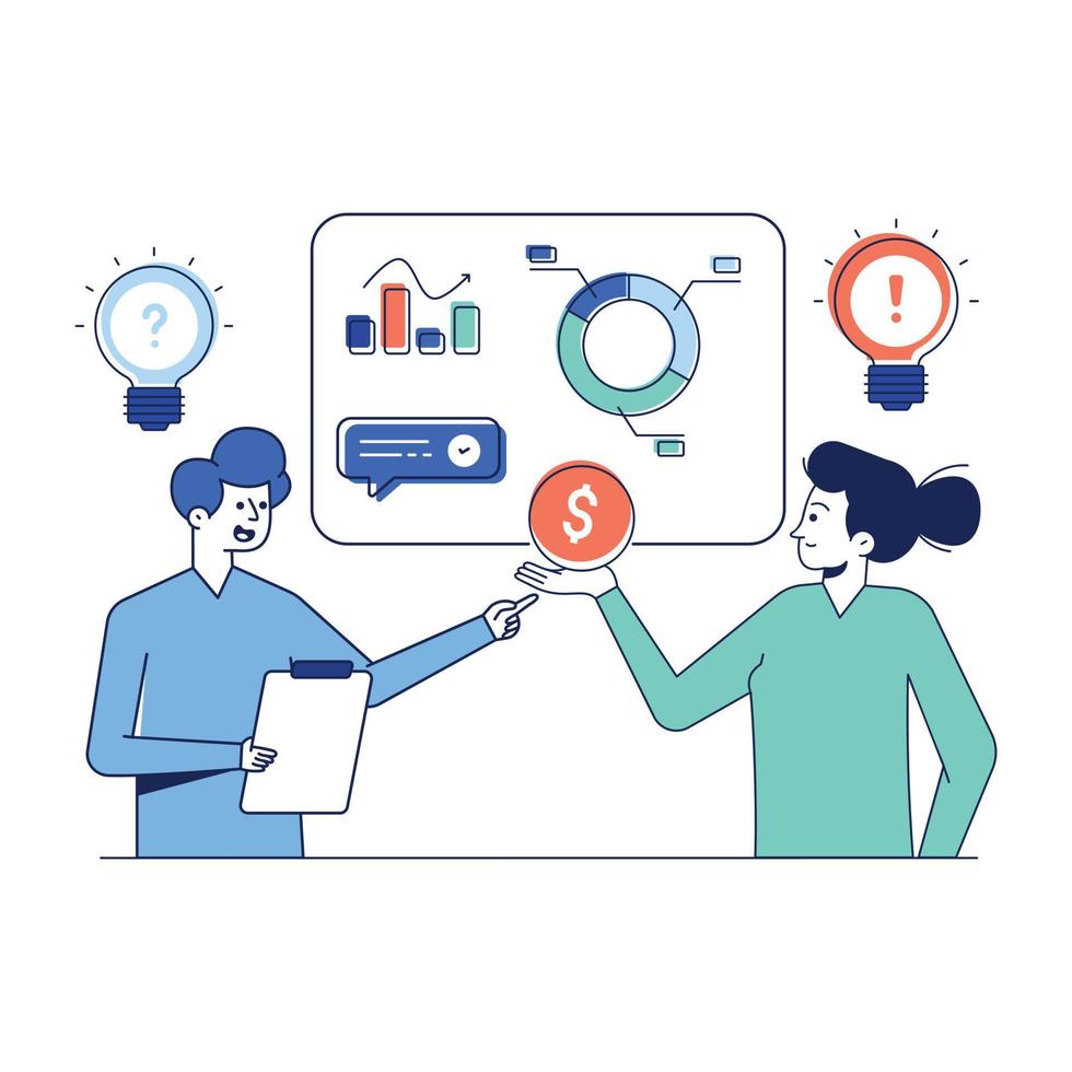Check this flat illustration of project discussion vector