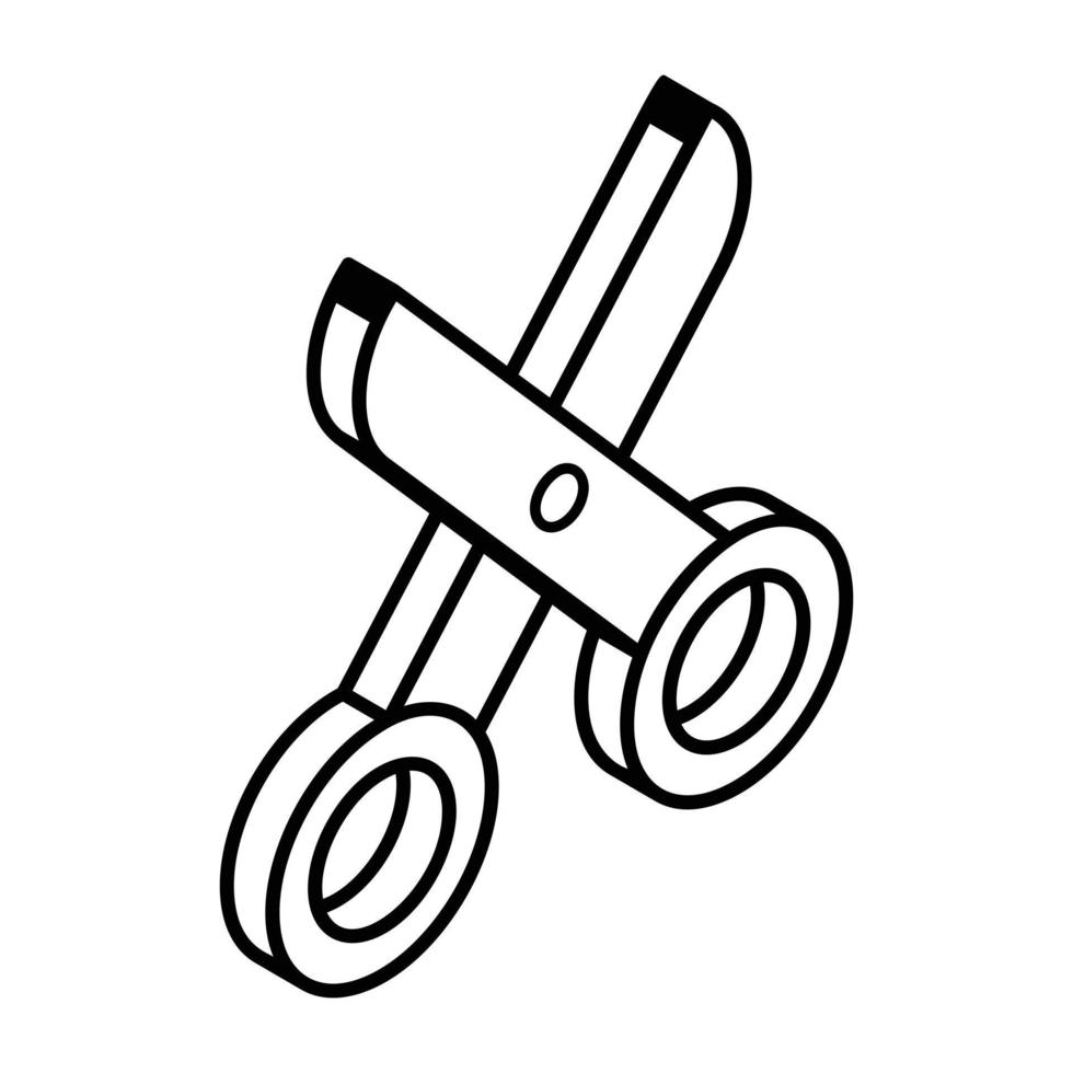 Trendy line icon denoting scissors vector