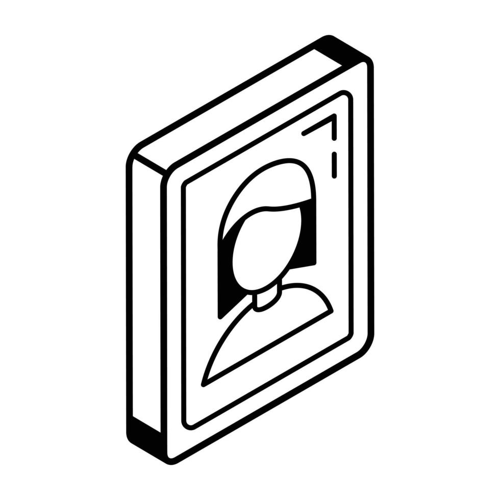 Isometric line icon of portrait vector