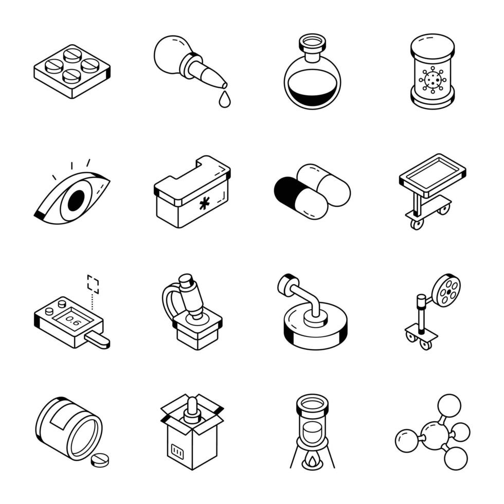 Set of Healthcare Isometric Icons vector