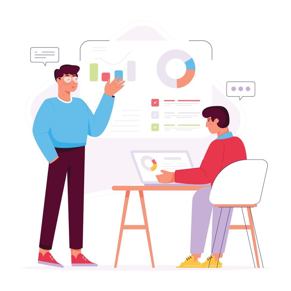 A handy flat illustration of financial management vector