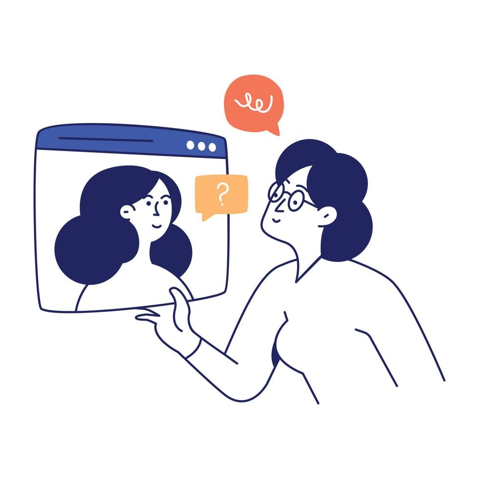 Trendy flat vector of a video call