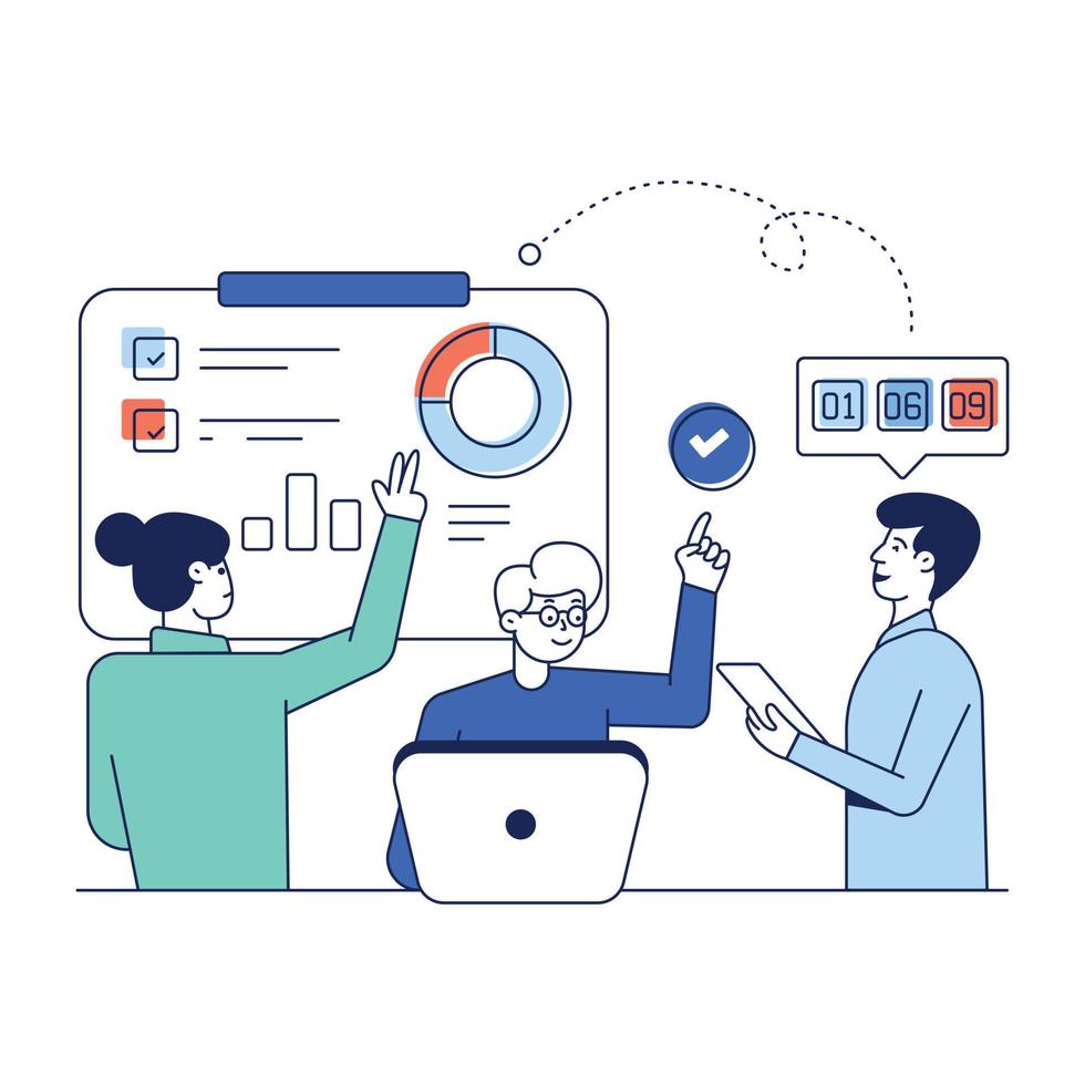 Check this flat illustration of project discussion vector