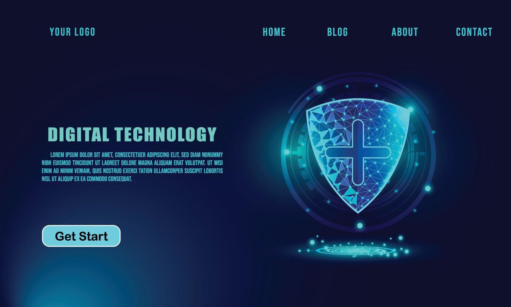 technology concept for web banner template or brochure , Blue colour. vector