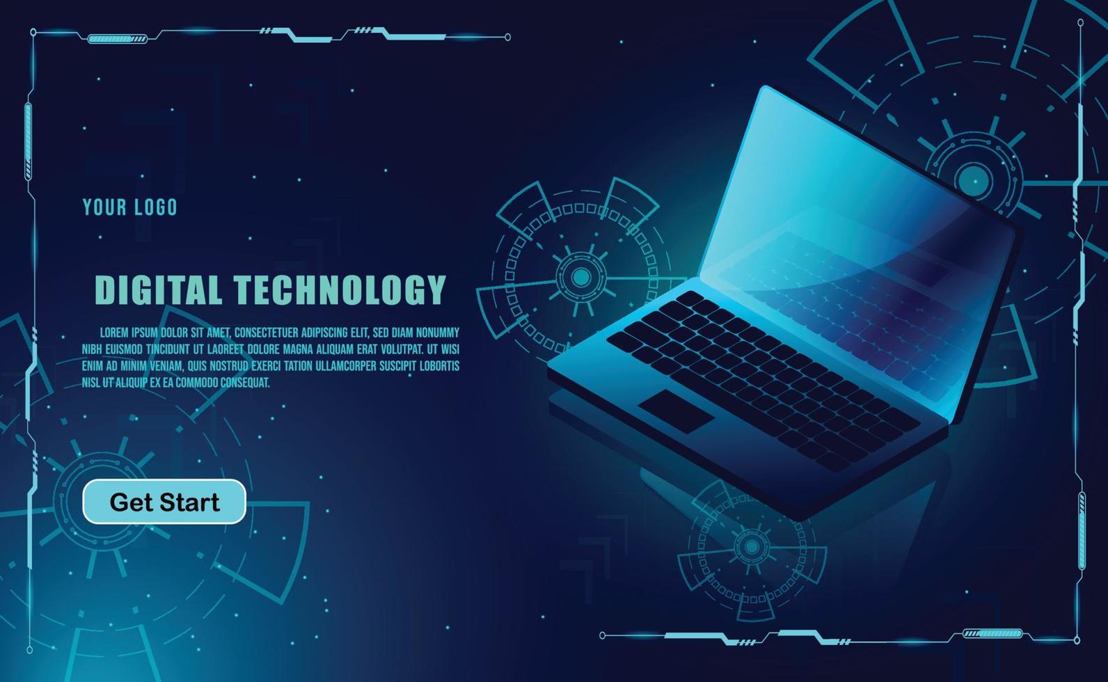 technology concept for web banner template or brochure , Blue colour. vector