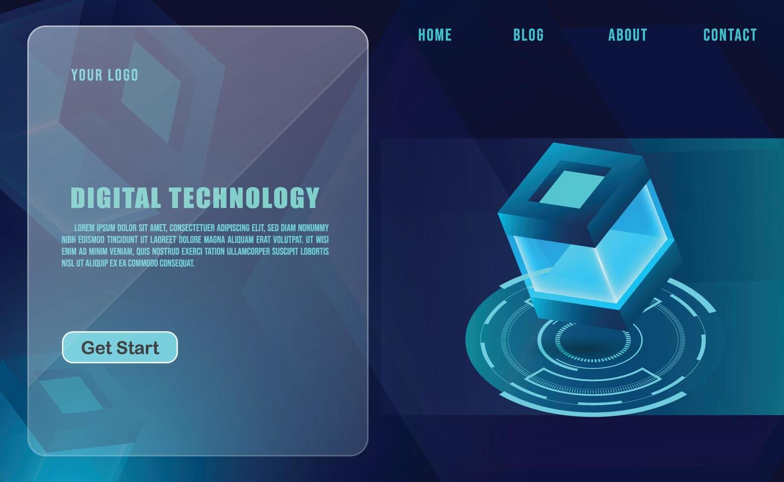 concepto de tecnología para plantilla de banner web o folleto, color azul. vector