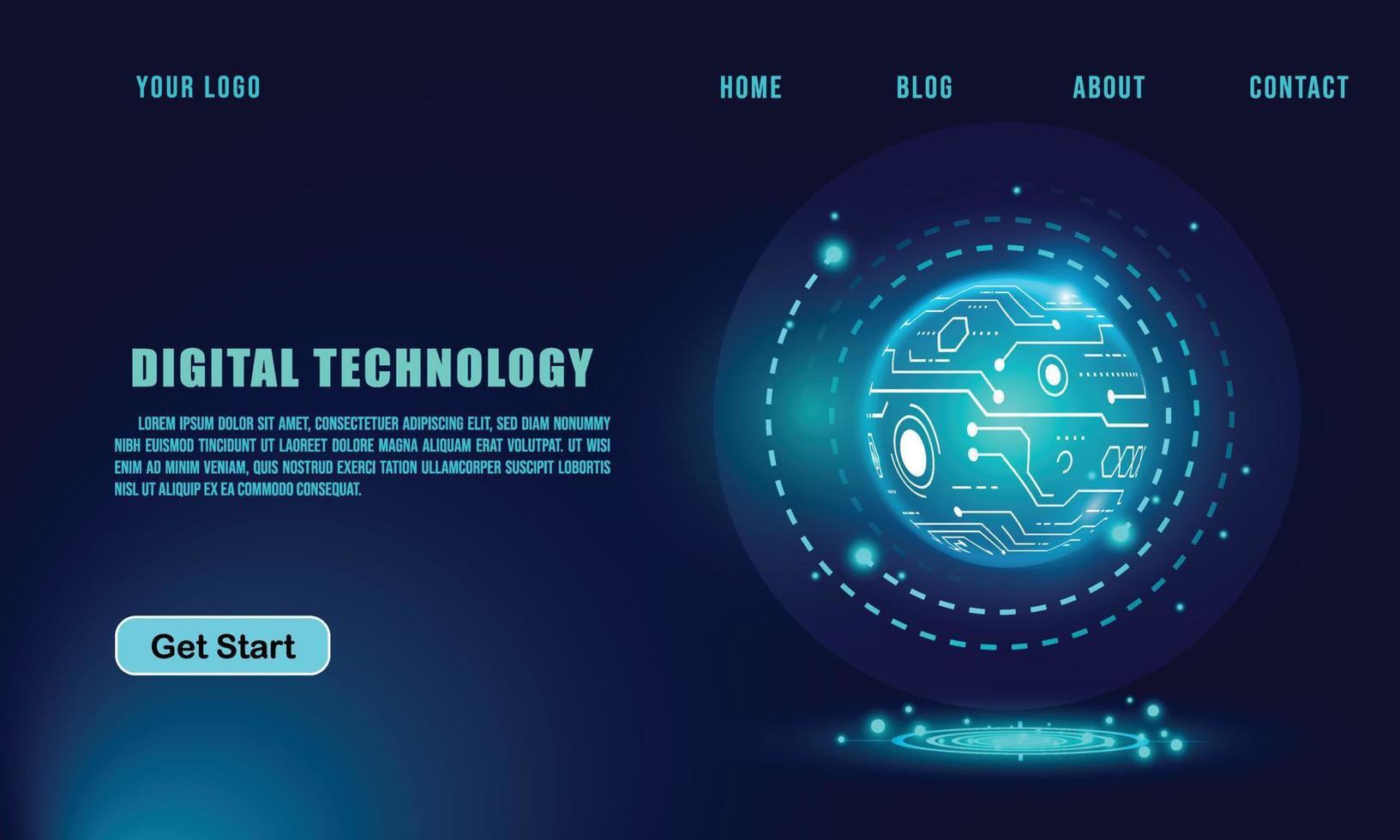 technology concept for web banner template or brochure , Blue colour. vector