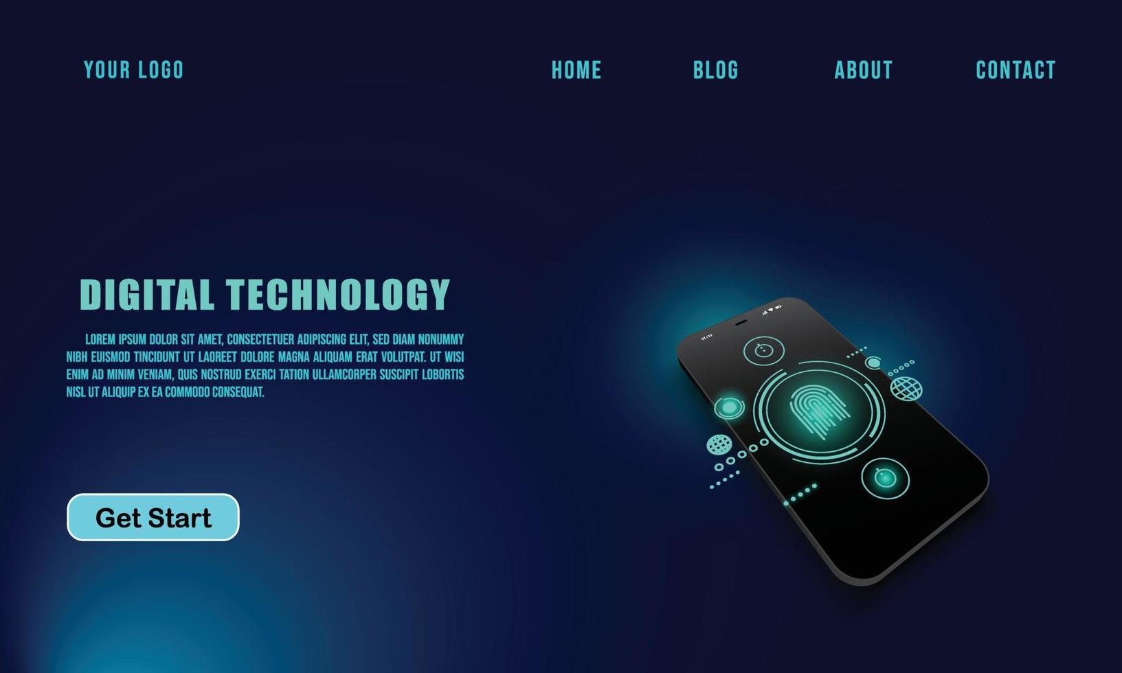 technology concept for web banner template or brochure , Blue colour. vector