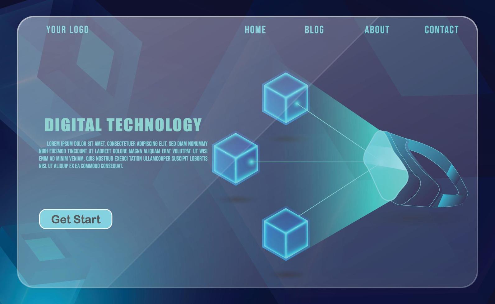 technology concept for web banner template or brochure , Blue colour. vector