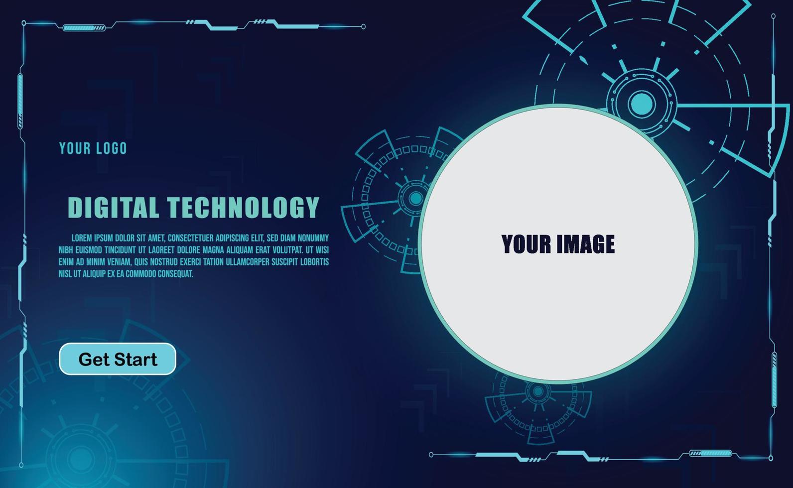 technology concept for web banner template or brochure , Blue colour. vector