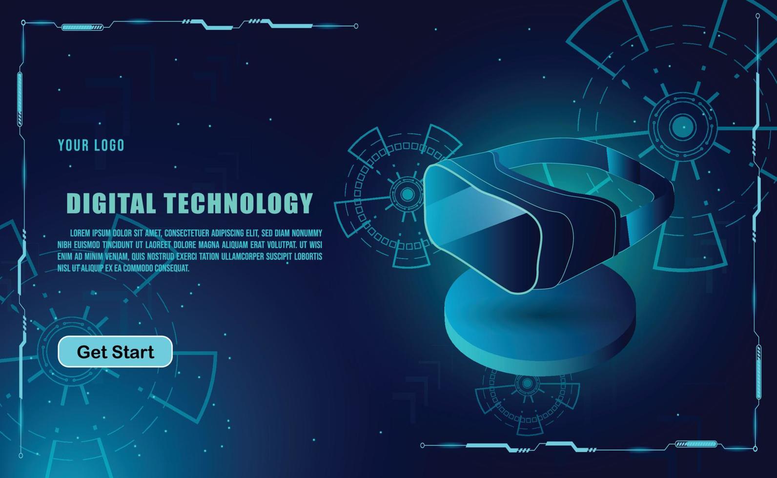 technology concept for web banner template or brochure , Blue colour. vector