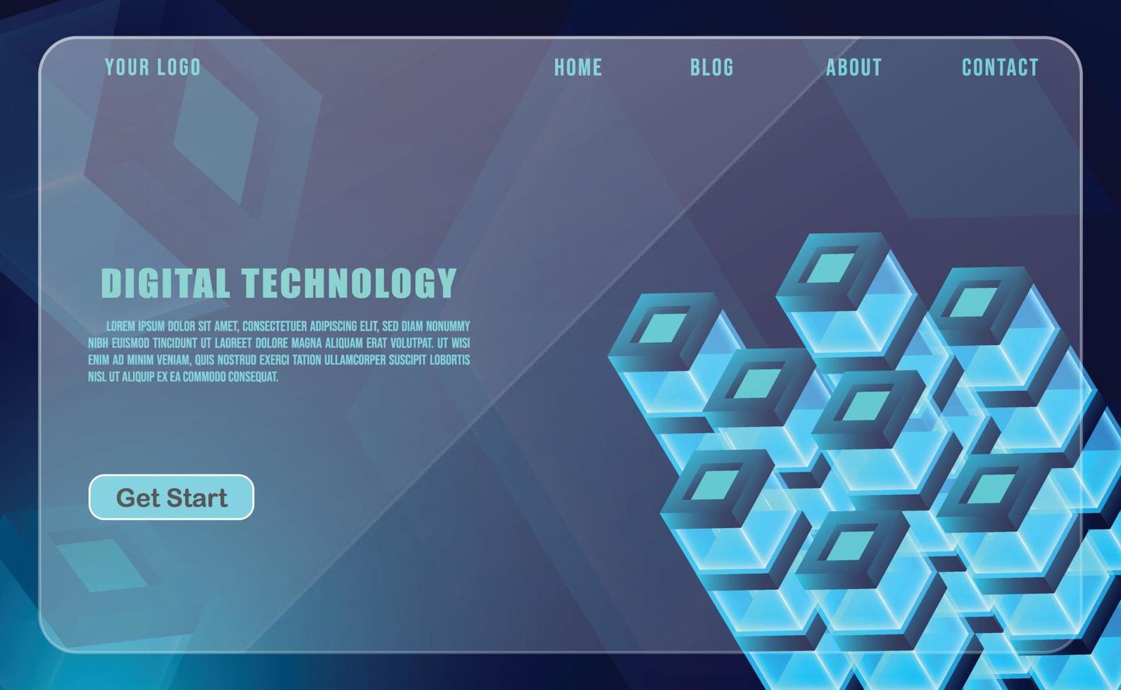 concepto de tecnología para plantilla de banner web o folleto, color azul. vector