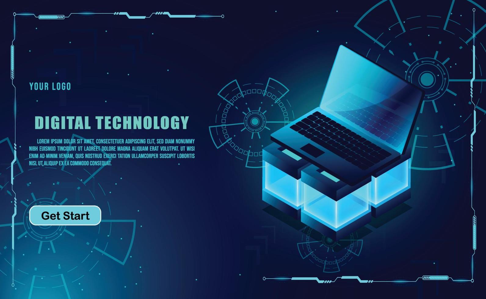technology concept for web banner template or brochure , Blue colour. vector