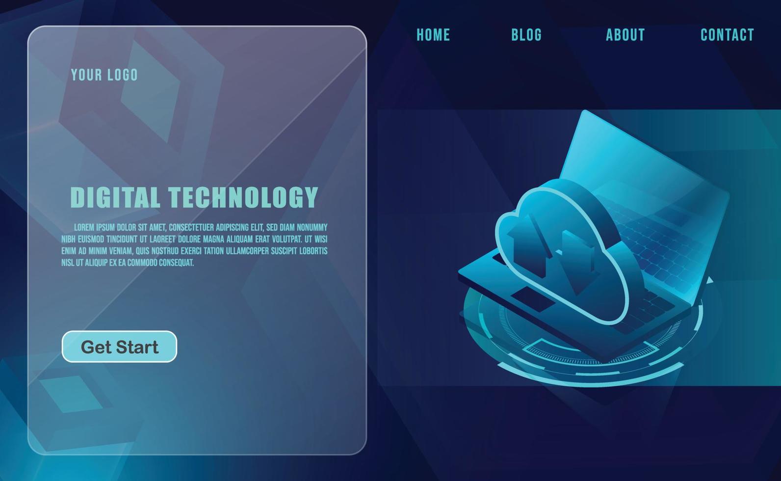 technology concept for web banner template or brochure , Blue colour. vector